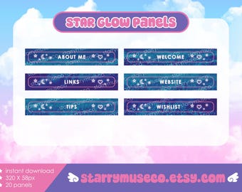 Blue Star Glow Twitch Panels / Stream Graphics / Dreamy Pink Outer Space