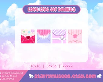 Love Live SIF Twitch Badges / Kawaii Pink Streamer / Anime