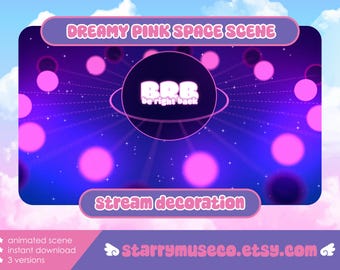 Dreamy Pink Orbit Stream Scene / Streamer Graphics / Animated / Loopable / Outer Space