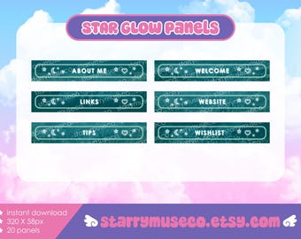 Turquoise Star Glow Twitch Panels / Stream Graphics / Dreamy Green Outer Space