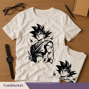 Goku SVG PNG | Anime Power Silhouette Clipart | Goku Inspired Art for Cricut & Print