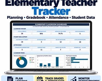 Elementary Teacher Classroom Management System | Google Sheets Gradebook, Attendance & Student Data Tracker