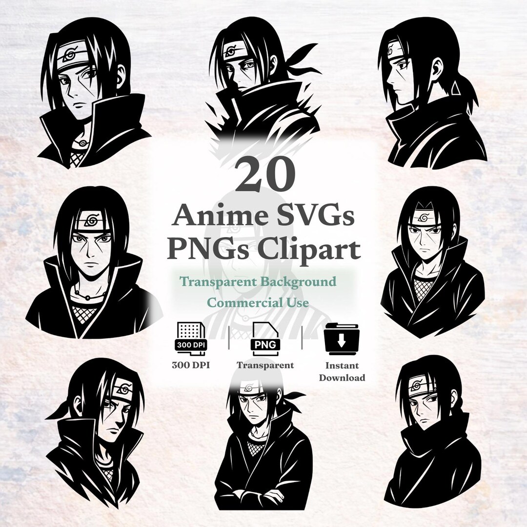 Anime Clipart SVG PNG Bundle, Cricut and Silhouette Projects, T-shirt ...