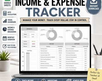Income & Expense Tracker — Spreadsheet | Budget Planner | Classroom Finance | Automatic Dashboard | Google Sheets
