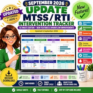 MTSS RTI Complete School Tracker | Tier 1 2 3 Data Tracking | Progress Monitoring | Google Sheets | Editable | K-12 Teacher Tool