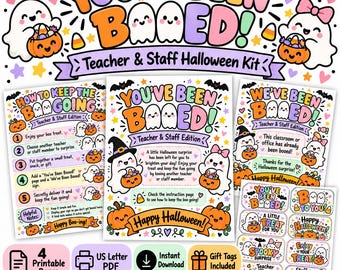 You’ve Been Booed Teacher Staff Halloween Printable Kit | School Staff Morale Activity | Boo Basket Gift Tags | PTO PTA Halloween