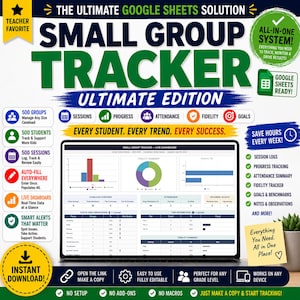 Small Group Tracker Ultimate Edition | Google Sheets | Sessions, Progress, Attendance & Fidelity | Intervention Groups | Special Education