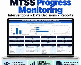 MTSS Progress Monitoring Spreadsheet | RTI Intervention Tracker, Data Dashboard & Student Support System | Google Sheets