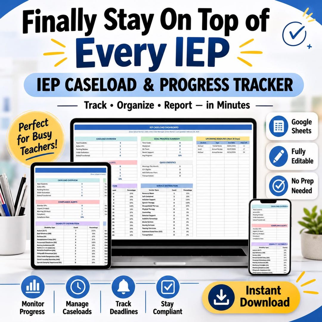 Automated IEP Caseload Tracker & Dashboard | Special Education ...