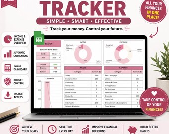 Freelancer Finance Tracker | Google Sheets Income & Expense Dashboard for Small Business and Side Hustle