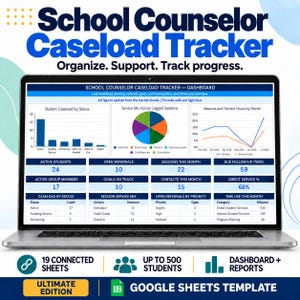 School Counselor Caseload Tracker | Ultimate Google Sheets Template with Dashboard & Reports