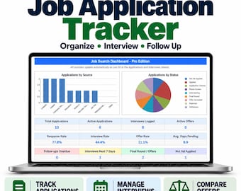 Job Application Tracker Google Sheets Template | Job Search Organizer (Digital Download)
