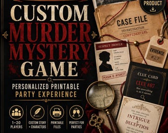 Custom Murder Mystery Game | Personalized Printable Party Game | Murder Mystery Dinner Game | Custom Mystery Story for 1–20 Players