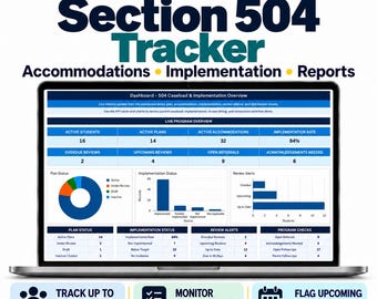 504 Plan Tracker Google Sheets | Caseload, Accommodation, Implementation Monitor