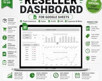 Reseller Inventory and Profit Tracker | Google Sheets Dashboard | Sales, ROI & Expense Tracking | Beginner Friendly