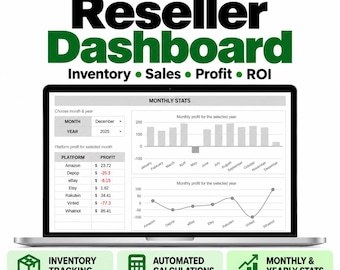 Reseller Inventory and Profit Tracker | Google Sheets Dashboard | Sales, ROI & Expense Tracking | Beginner Friendly
