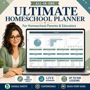 Homeschool Planner Google Sheets Template: Lesson Tracker, Gradebook, Attendance and Student Reports