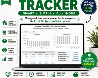 Rental Property Tracker | Google Sheets Template | Landlord Spreadsheet | Property Management | Income & Expense Log