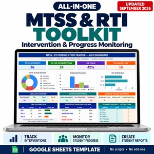 MTSS RTI Tracker | Intervention & Progress Monitoring for Teachers (Google Sheets)