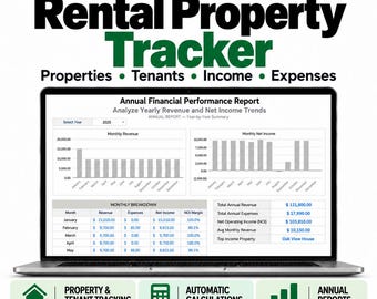 Rental Property Tracker | Google Sheets Template | Landlord Spreadsheet | Property Management | Income & Expense Log