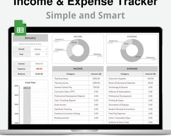 Income & Expense Tracker — Spreadsheet | Budget Planner | Classroom Finance | Automatic Dashboard | Google Sheets