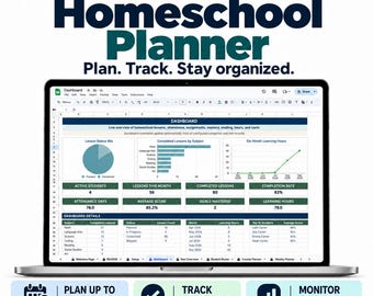 Homeschool Planner Google Sheets Template: Lesson Tracker, Gradebook, Attendance and Student Reports