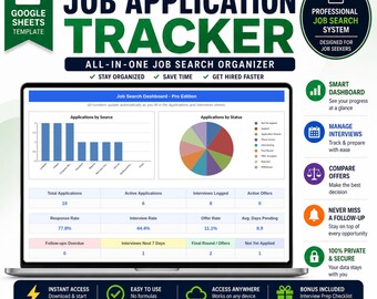 Job Application Tracker Google Sheets Template | Job Search Organizer (Digital Download)