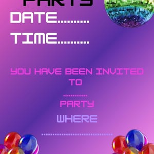Carte d'invitation disco anniversaire