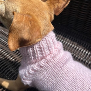 Soft Pink Hand-Knit Dog Sweater