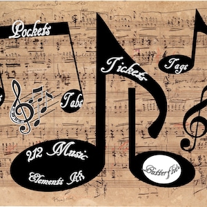 230 Musical Junk Journal Kit, Printable Pages, Digital Papers, Scrapbook, Musical Ephemera, Embellishments