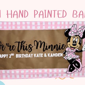 Custom Hand Painted Kraft Banner for birthdays and events | personalized Kraft banner | Minnie Mouse Birthday | birthday banner