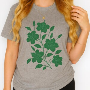 Red Hibiscus Floral T-Shirt: Tropical Hawaiian Style, Boho Cottagecore