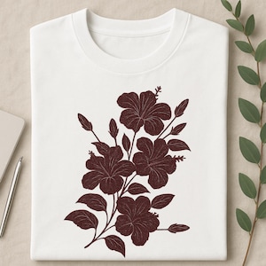 Tropical Hibiscus Flower T-Shirt: Boho Cottagecore Hawaiian Tee