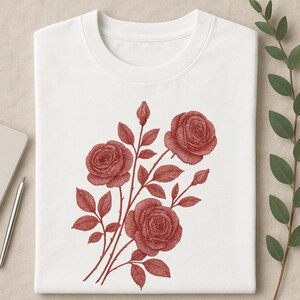 Vintage Roses T-Shirt: Hand-Drawn Botanical Graphic Tee