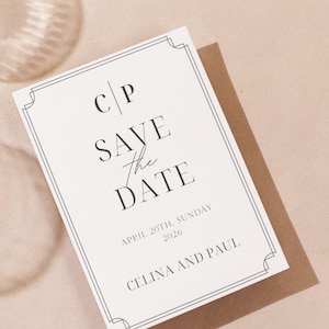 Minimalist Save the Date | Black and White Wedding Invitation | Modern Canva Template | Digital Download | Printable Save the Date Card