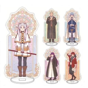 Sousou no Frieren Acrylic Standee Set – Frieren, Fern, Himmel & More – Anime Figure Merch with Magical Fantasy Design Display Base