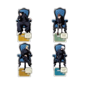 Figuras de acrílico Jujutsu Kaisen Gojo, Geto, Nanami e Ieiri Anime Chair Series Modelo colecionável Decoração de mesa