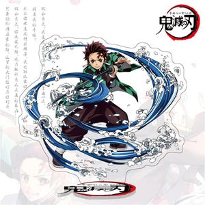 Figurines en acrylique pour tueur de démons - Tanjiro respiration aquatique, oeuvre d&#39;art démoniaque sanglante Nezuko, Zenitsu Thunder, Bête Inosuke, style flamme Rengoku