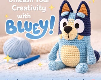 Bluey Crochet Pattern | Bingo Heeler  & Blue Plush | Easy Amigurum Toy PDF for Beginners