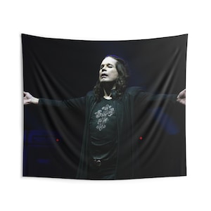 Ossy Osbourne | Rock Icon Indoor Wall Tapestry, Vintage Music Hanging, Concert Decor, Gothic Home Decor, Musician Art, Heavy Metal Wall Art