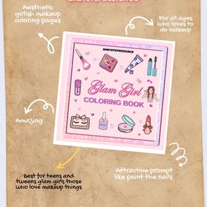 Makeup Coloring Book Printable – Glam Girl PDF for Teens, Tweens, Girls 25 pages