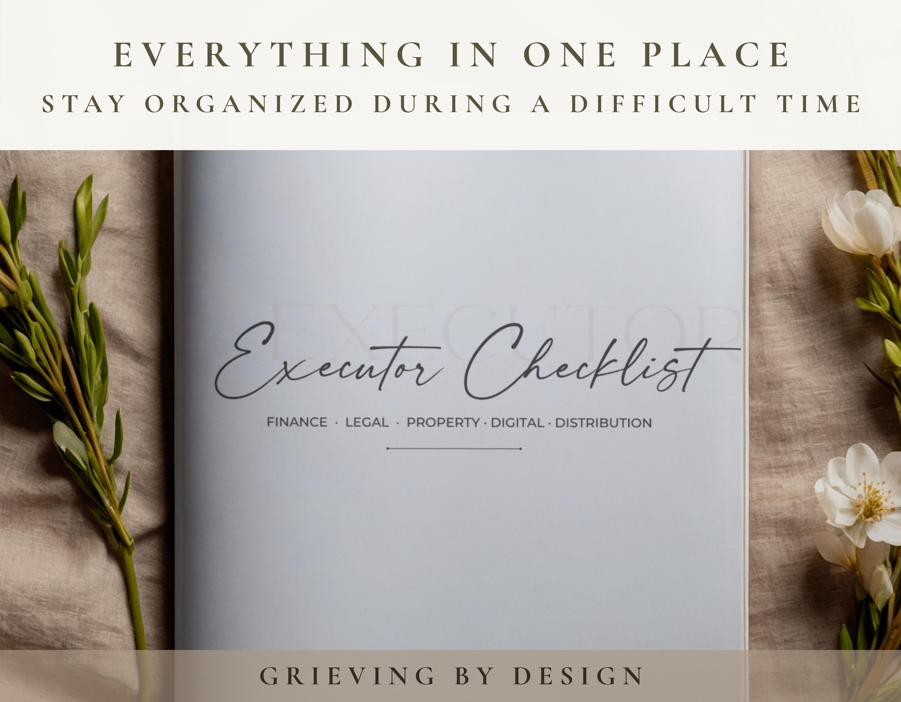 Executor Checklist Planner Printable | Editable PDF Executor Notebook ...