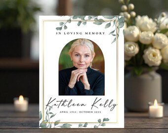 Plantilla elegante para programa funerario en Canva / Folleto editable para celebración de la vida / Obituario para servicio conmemorativo imprimible / Programa en memoria de un ser querido