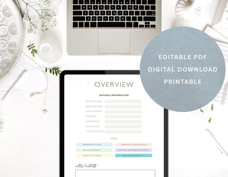 General Executor Checklist.pdf Executor Checklist Planner Printable | Editable PDF Executor Notebook ...