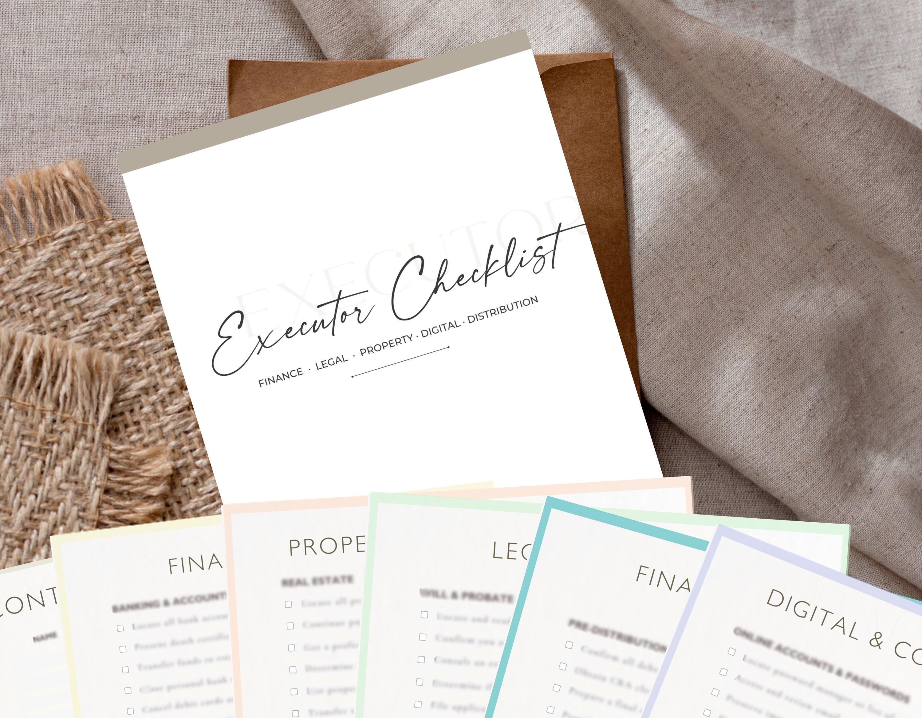 General Executor Checklist.pdf Executor Checklist Planner Printable | Editable PDF Executor Notebook ...