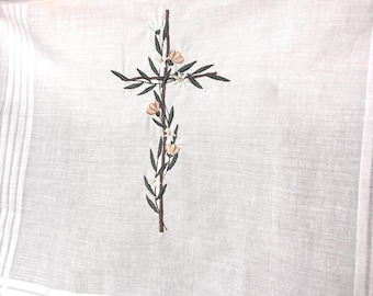Embroidered Cross Kerchief Hanky