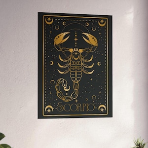 Scorpio Wall Art, Zodiac Home Decor, Astrology Print, Celestial Artwork, Mystical Wall Hanging