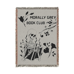 Morally Grey Book Club Woven Blanket: Gothic Home Decor Throw, Decorative Gift for Readers
