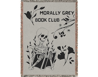 Morally Grey Book Club Woven Blanket: Gothic Home Decor Throw, Decorative Gift for Readers