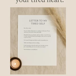 Carta para imprimir para o meu eu cansado – Recuperação do Burnout + Cura Emocional | PDF Digital | Ferramenta de Autocompaixão | Tamanho A4